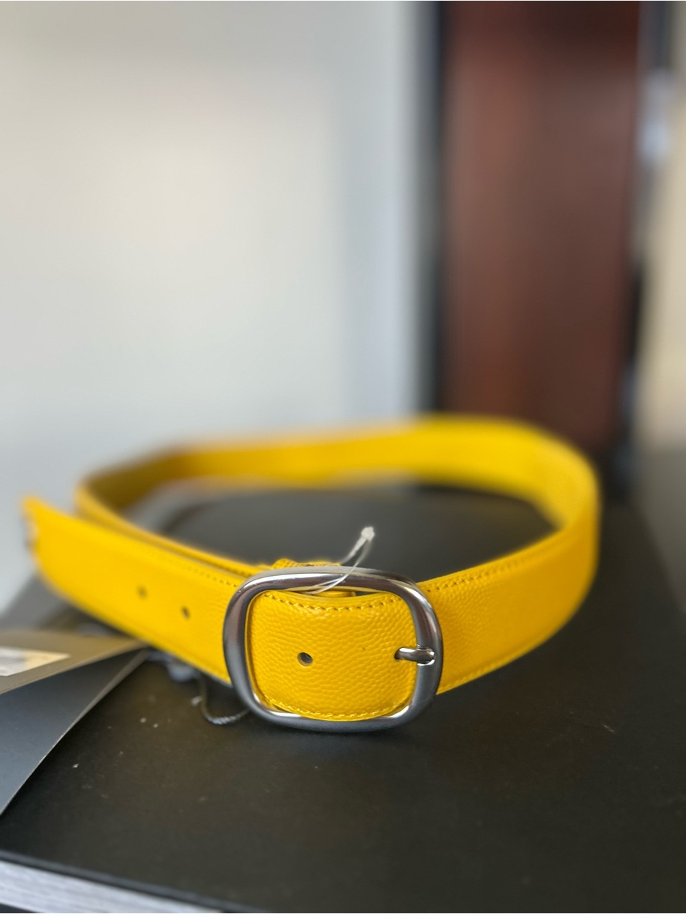 D/G Yellow pebbles Leather Belt with Silver Buckle - Women Accessories  nwt